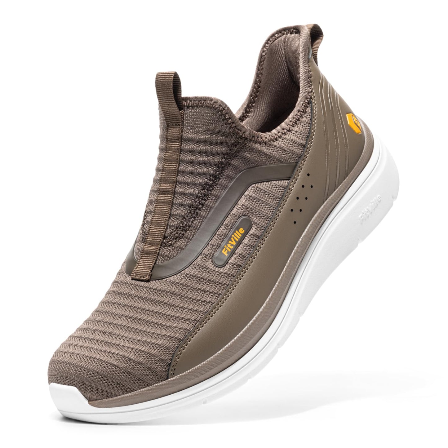 FitVille Men's Extra Wide Slip on Walking Shoes with Arch Support Men Slip on Sneakers for Foot Pain Relief-Stepease V2