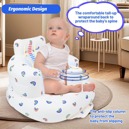 Aufblasbarer Babysitz, aufblasbarer Babystuhl für Babys ab 3 Monaten, aufblasbarer Sommerstuhl mit integrierter Luftpumpe, Baby-Bodensitz zum Sitzenlernen, Spielen, Campen, Orange