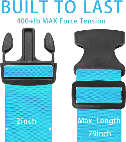 BILIONE 4er-Pack Gepäckgurte | 79 Zoll lange Gurte sichern den Koffer auf Reisen, TSA-zugelassenes Premium-Zubehör zum Anbringen einer zusätzlichen Tasche für den Reisegepäckverschluss (Blau+Orange+Grün+Pink)
