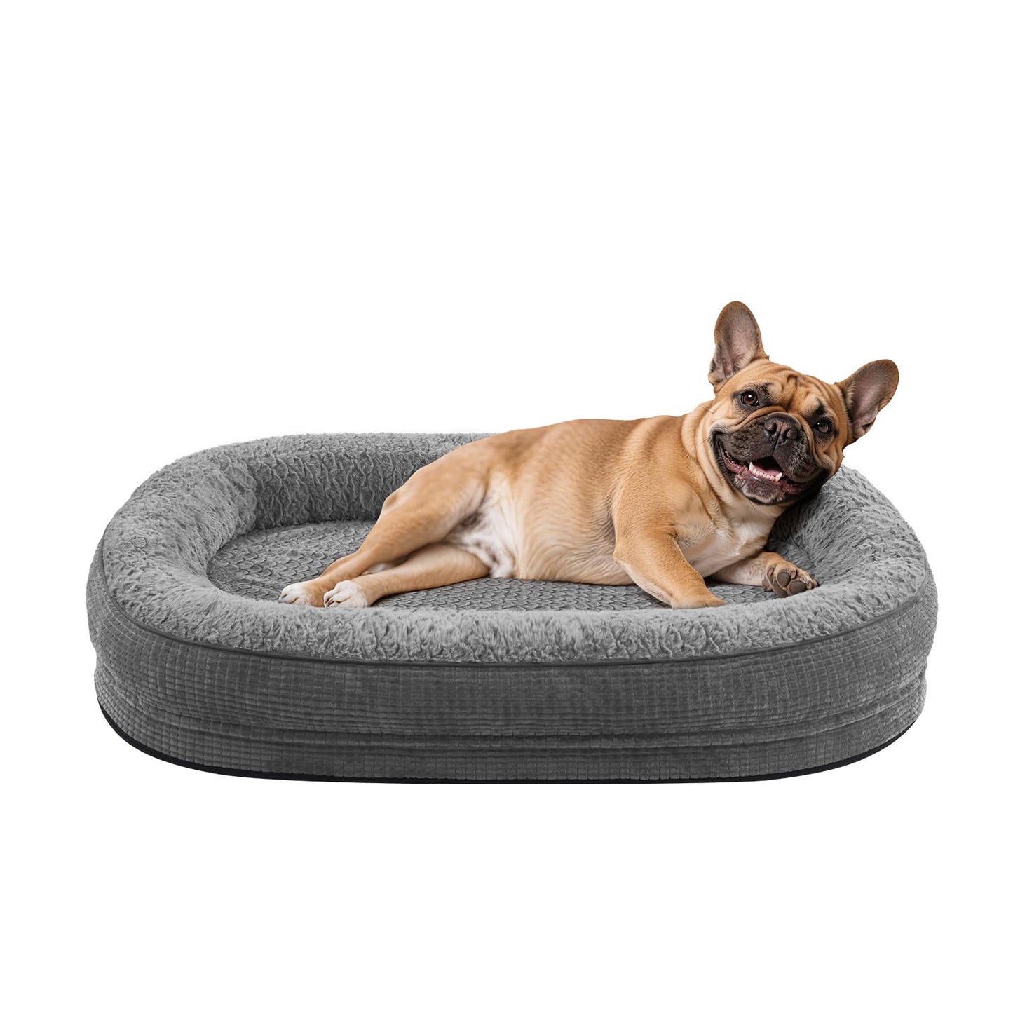JOEJOY Orthopedic Dog Beds Large Sized Dog, XL Egg-Crate Memory Foam Pet Couch Bed with Bolster Sides, Waterproof Lining, Removable Washable Cover & Non-Slip Bottom, Brown