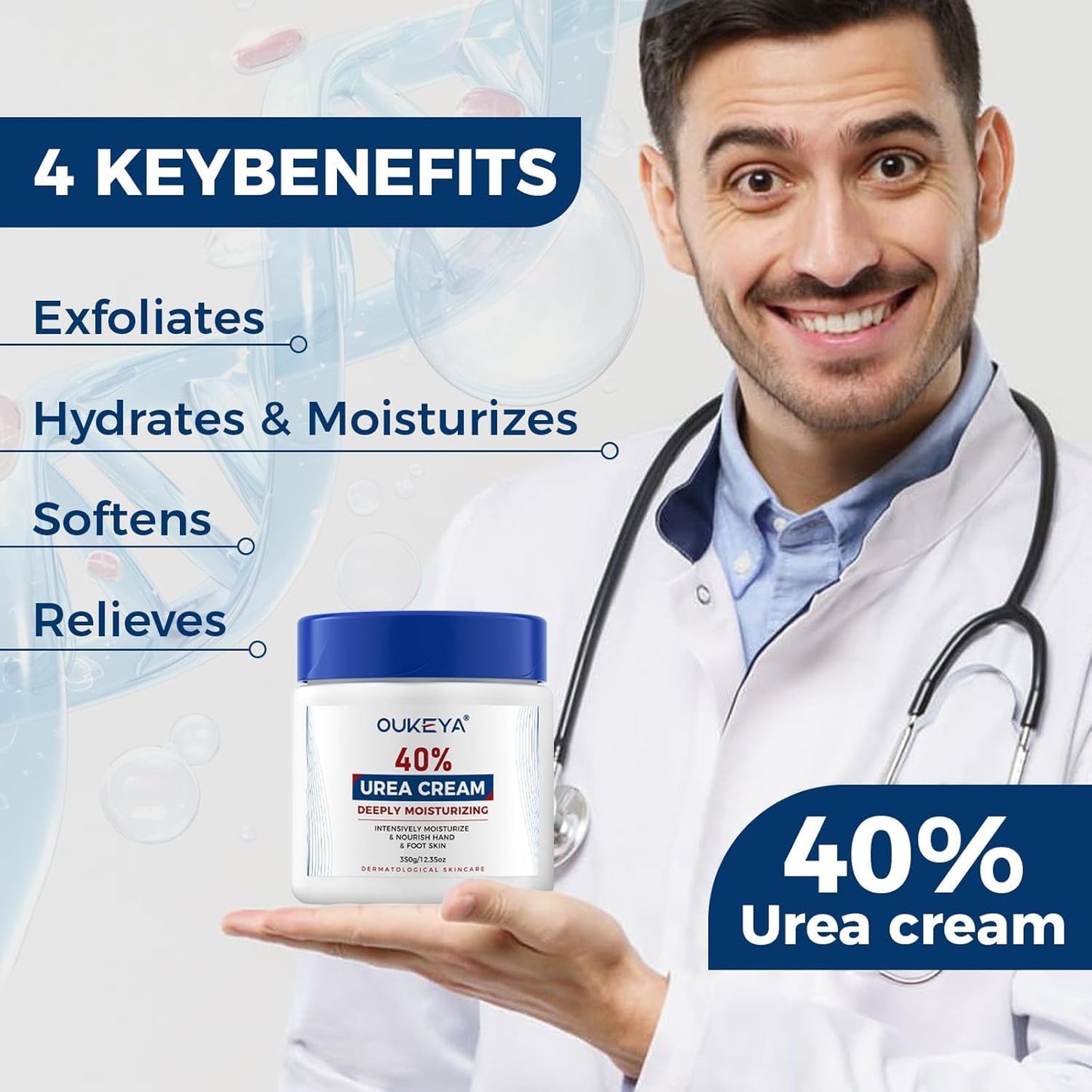 OUKEYA Urea Cream 40 Percent,Foot & Hand Cream for Dry Cracked,Urea Lotion for Feet Maximum Strength