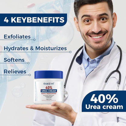 OUKEYA Urea Cream 40 Percent,Foot & Hand Cream for Dry Cracked,Urea Lotion for Feet Maximum Strength