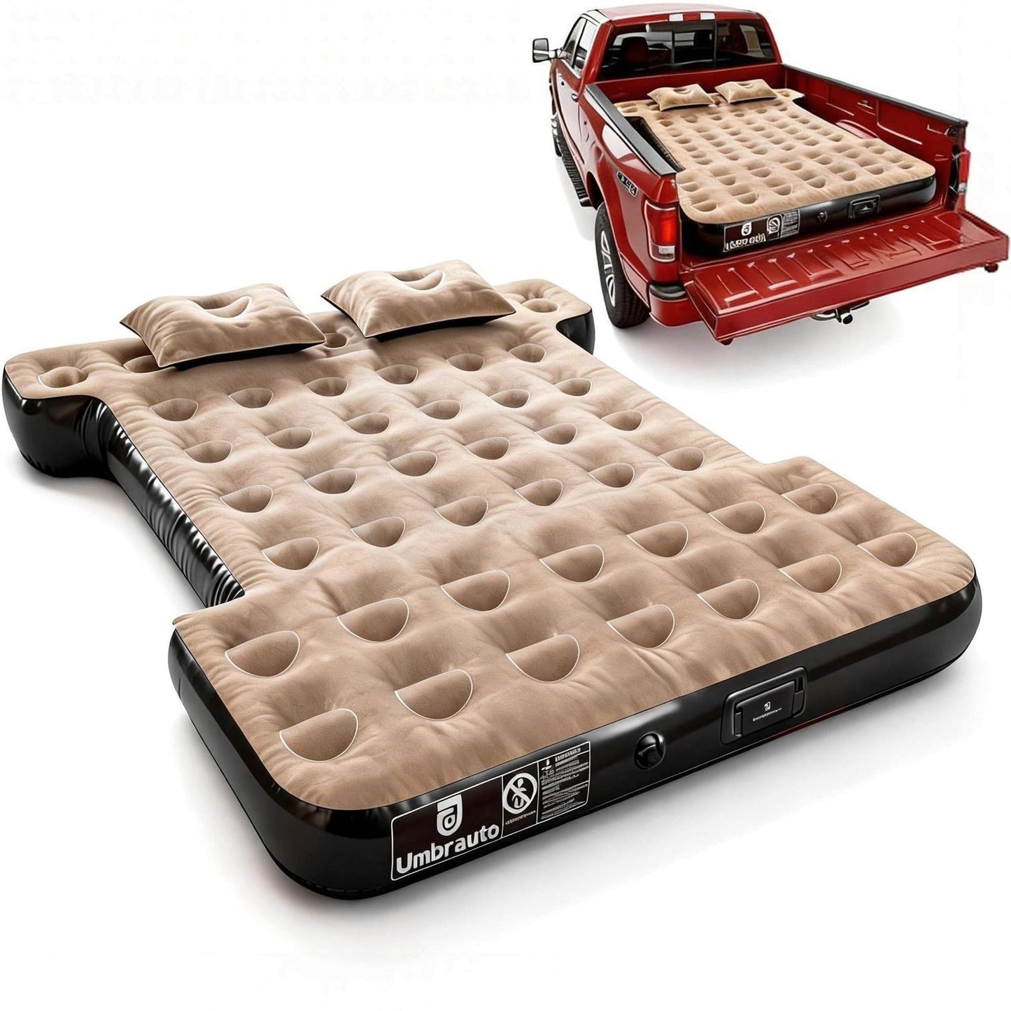 Umbrauto Car Air Mattress Backseat| Inflatable Truck Back Seat Camping Airbed for SUV Rear Seat, Blow Up Sleeping Travel Bed for Van Trunk with Pump & Pillows