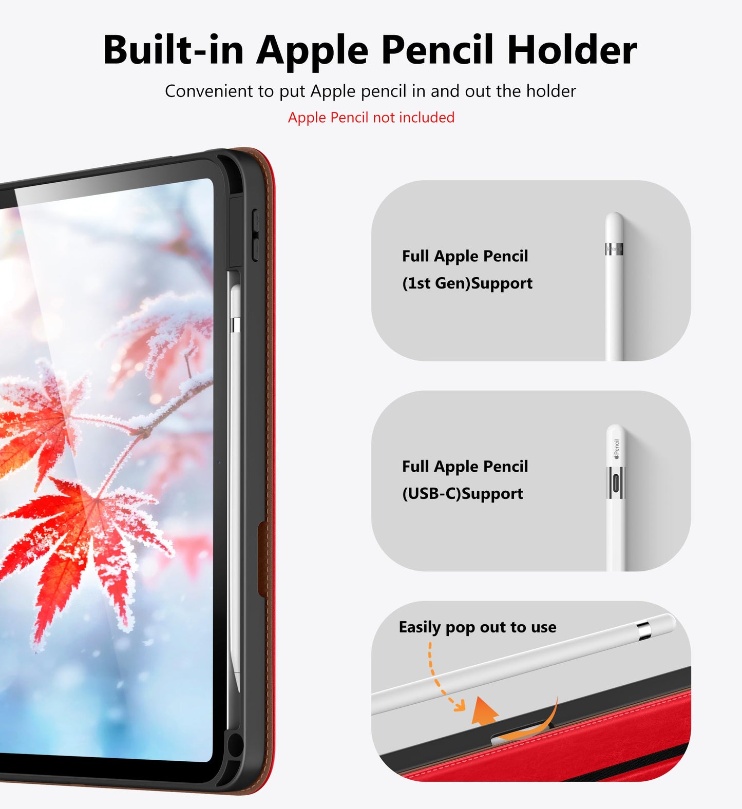 DTTO for iPad A16 Case, iPad 11th / 10th Generation Case (2025/2022), 360 Degree Rotating Premium Leather Folio Stand Cover with Pencil Holder, Brown