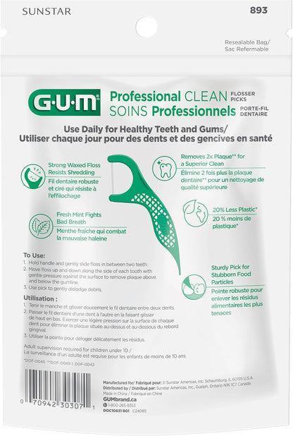 GUM Advanced Care Flosser Picks, angereichert mit Vitamin E & Fluorid, frischer Minzgeschmack, blau, 150 Flosser (1 Beutel)