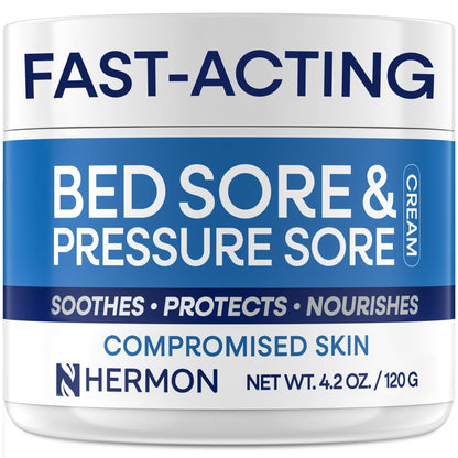 Hermon Bed Sore & Pressure Sore Fast Healing Cream – Skin Care Cream for Compromised Skin, Helps Support Healing of Bed Sores, Pressure Sores, Chafing, Minor Burns & Sunburn