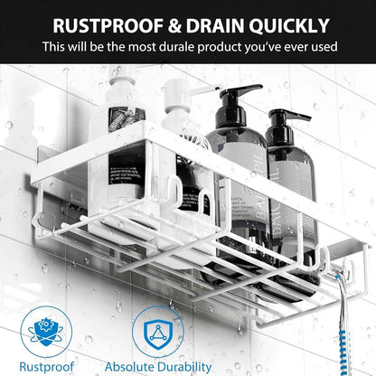 Moforoco Shower Caddy Shelf Organizer Rack, Self Adhesive Black Bathroom Shelves Basket, Home Farmhouse Wall Shower Inside Organization and Storage Decor Rv Accessories, First Apartment Essentials
