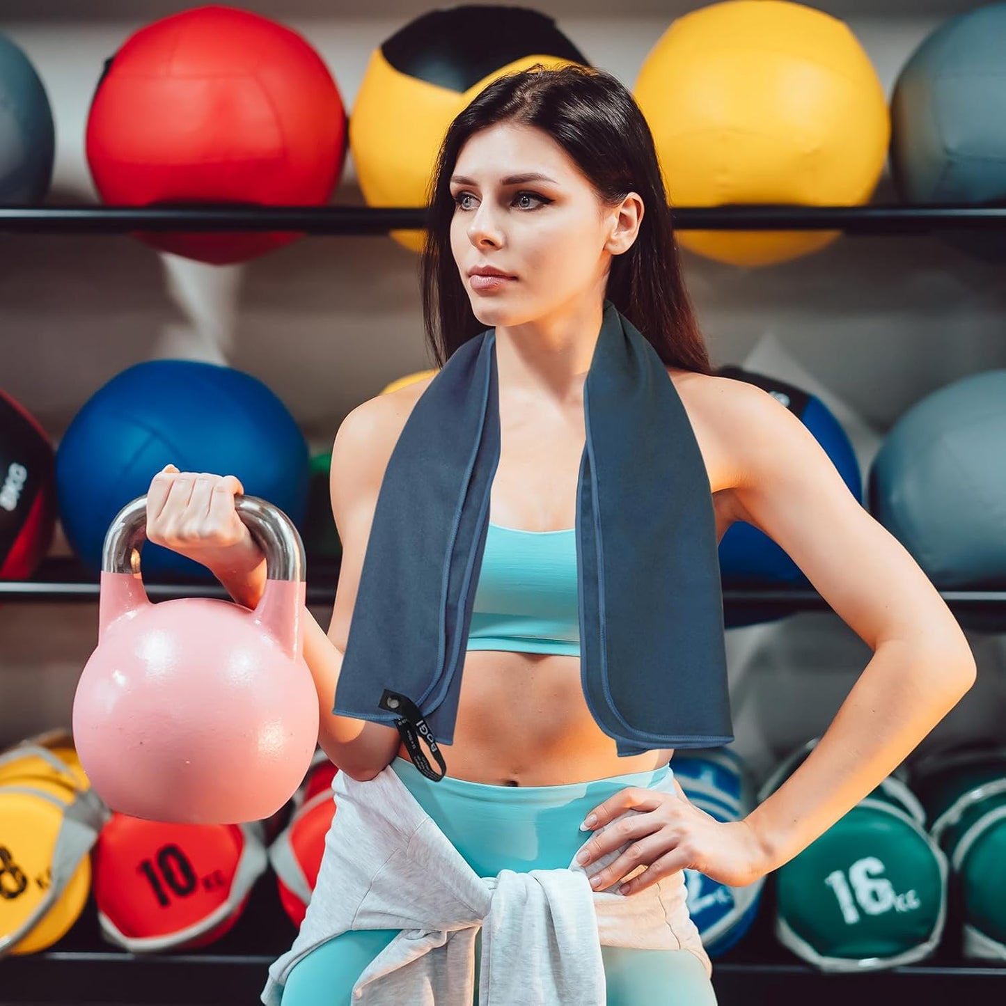 BOGI Mikrofaser Reise-Sporthandtuch – Schnelltrocknendes Handtuch, weiches, leichtes Mikrofaser Campinghandtuch, saugfähiges, kompaktes Reisehandtuch für Camping, Fitnessstudio, Strand, Bad, Yoga, Schwimmen, Rucksacktouren (M:40''x20''-Dunkelblau)