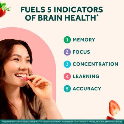 NEURIVA Plus Brain Supplements for Memory and Focus, Clinically Tested Nootropics Neurofactor and Phosphatidylserine with Vitamin B12, Vitamin B6, 50 Count Strawberry Gummies (Pack of 12)
