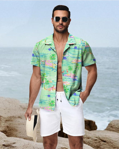 HMIYA Herren Hawaiihemden Kurzarm Button-Up Hemd Herren S-3XL