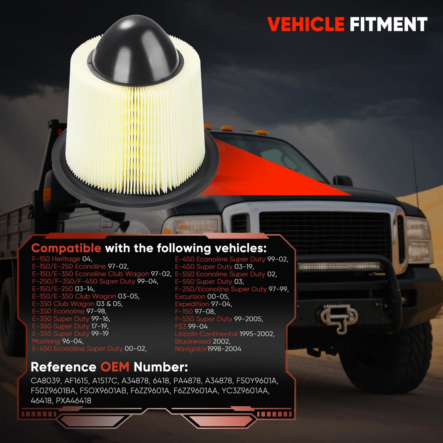 CA10262 Engine Air Filter Fit Ford Expedition/F150/F250/F350 (2007-2021) & Lincoln Navigator Replaces FA1883, 7C3Z9601A, A35642