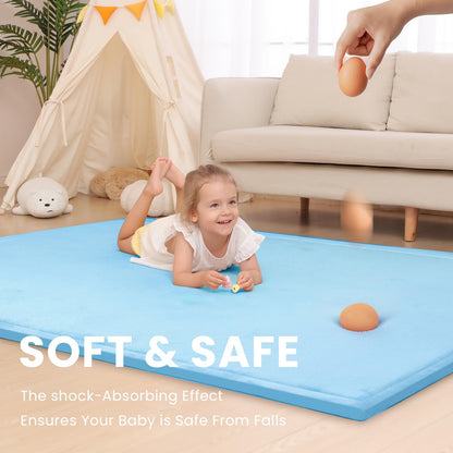 Huloo Sleep Ultra Soft Baby Spielmatte für den Boden, 3,3 cm dicke Elasti-Foam 127x127 cm Laufgittermatte für Kleinkinder, rutschfeste Rückseite, sicher zum Krabbeln und für die Bauchlage, Tatami-Stil (Dunkelgrau)