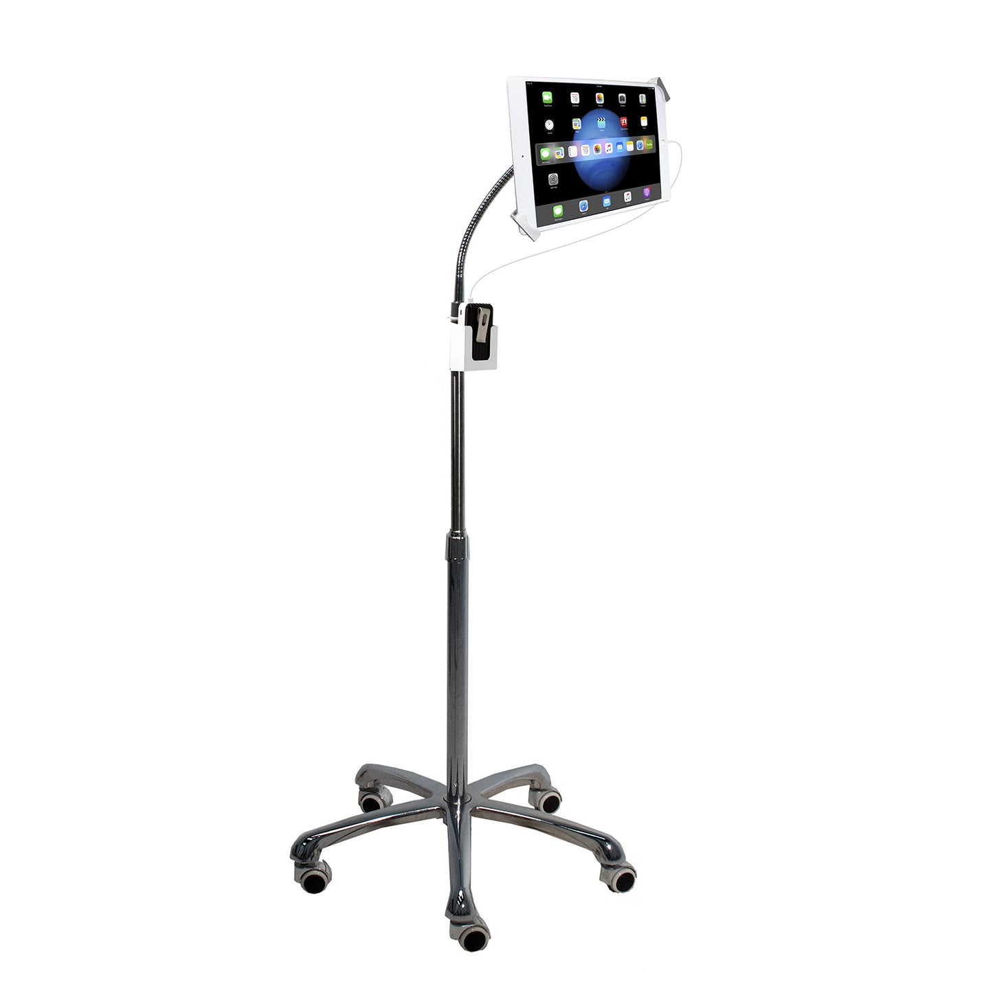 Medical Mobile Stand – CTA Medical Mobile Floor Stand for iPad 7/8/9 Gen 10.2”, 12.9” iPad Pro, 11” iPad Pro, iPad mini, iPad Air 4, Surface Pro X, and Other 7-13" Tablet - White