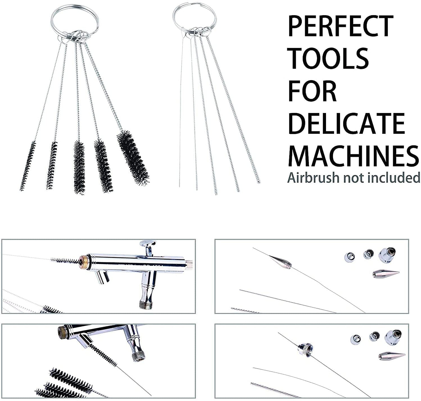 ABEST AirbrushSpray GunCarburetorCleaning Tool Set,13 Cleaning Wires Set + 5 Cleaning Needles + 5 Nylon Brushes + 1 Repair Tool for Removing Nozzle Paint, Dirt, Tattoo Tube,Carb Carburetor