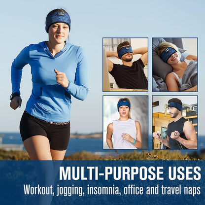 MUSICOZY Bluetooth 5.4 Schlaf-Kopfhörer-Stirnband, kabellose Schlaf-Kopfhörer-Schlafmaske Ohrhörer IPX6 wasserdicht für Seitenschläfer, Training, Laufen, Schlaflosigkeit, Reisen, Yoga, coole Tech-Gadgets, einzigartiges Geschenk