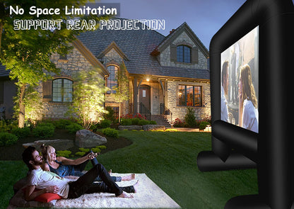 HuaKastro 14 FT Inflatable Projector Screen – One-Piece Design, Easy Setup Blow-Up Movie Screen with Quiet Fan, Ideal for Outdoor & Indoor Movie Nights, Backyard Events, and Parties (Stable Base)