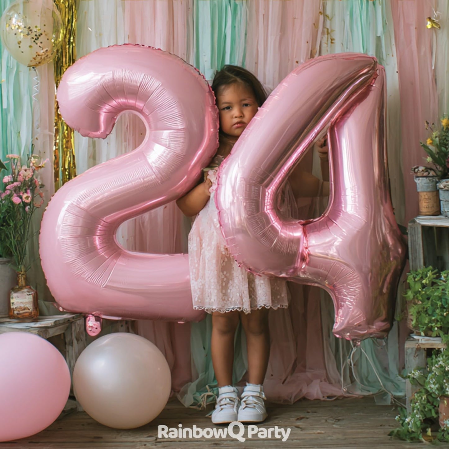 RainbowQ Party 1 Ballon Nummer 40 Zoll für Jungen oder Mädchen Groß Rosa 0-9 Folien-Mylar Großer 1 Zahlenballon Alles Gute zum 1. Geburtstag Party Jubiläumsdekorationen Zubehör