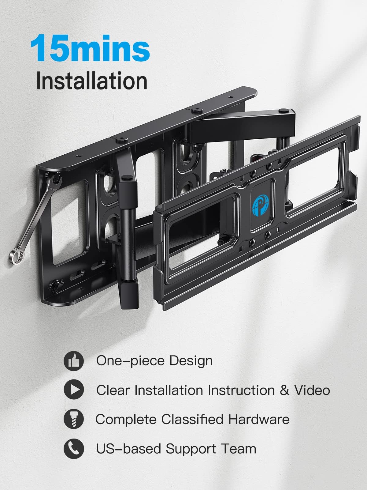 Pipishell TV Wall Mount for 26-74 inch LED LCD OLED 4K TVs up to 99lbs, Full Motion TV Mount Bracket Articulating Swivel Extension Tilting Leveling Max VESA 400x400mm, Fits 12/16 Inch Wood Studs
