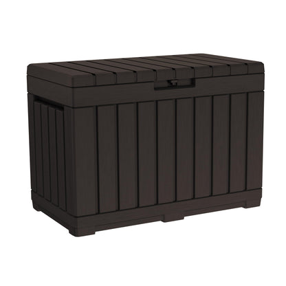 Keter Kentwood 50 Gallon Resin Deck Box-Organization and Storage for Patio Cushions, Throw Pillows and Garden Tools, Dark Grey