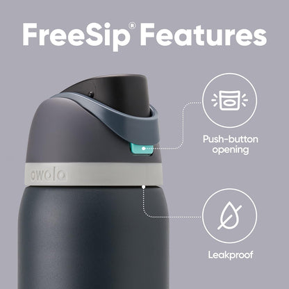 Owala FreeSip Isolierte Edelstahl-Wasserflasche mit Strohhalm für Sport und Reisen, BPA-frei, 710 ml, Shy Marshmallow