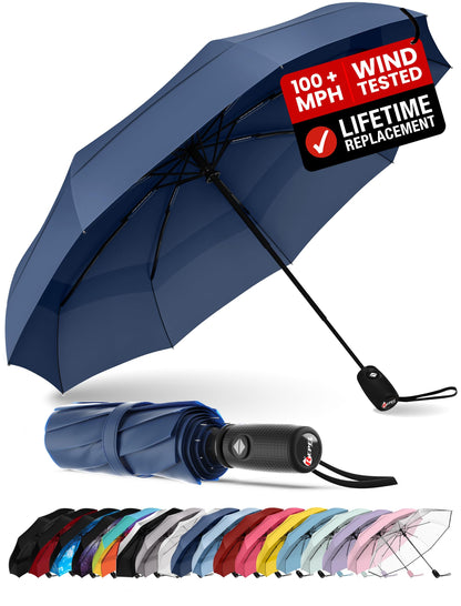 Repel Windproof Travel Umbrella - Compact & Withstands Winds up to 100MPH , Strongest Premium Auto Folding Umbrella for Rain and Sun - Durable, Light & Portable for Women & Men , Fits Backpack & Cars