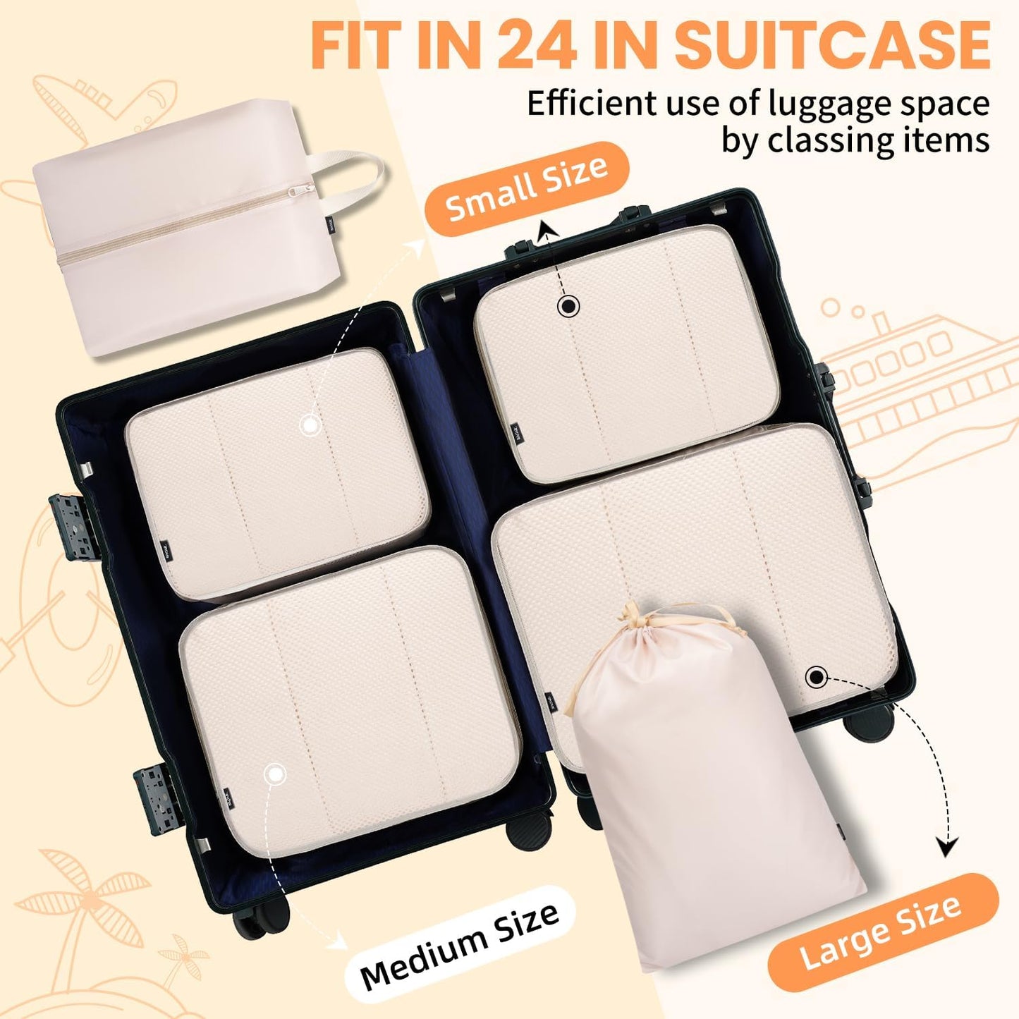BAGAIL 8er Set Packwürfel Gepäckorganizer für Reisezubehör