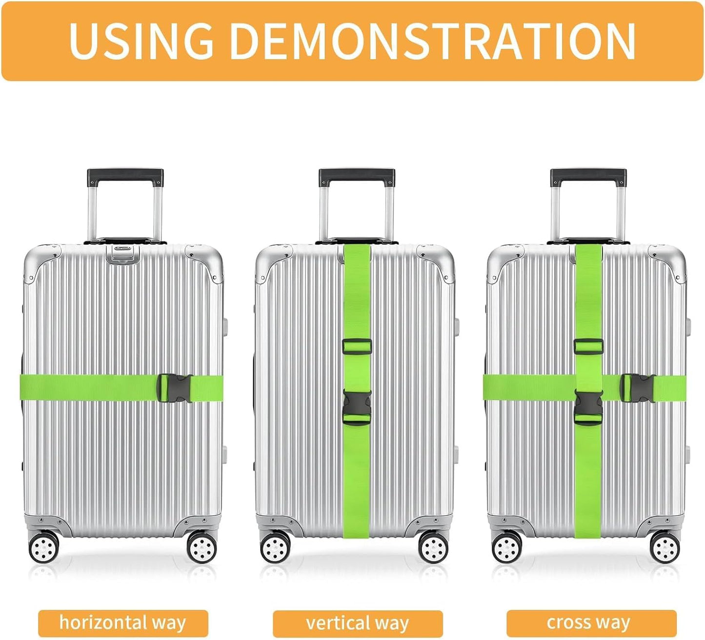 BILIONE 4er-Pack Gepäckgurte | 79 Zoll lange Gurte sichern den Koffer auf Reisen, TSA-zugelassenes Premium-Zubehör zum Anbringen einer zusätzlichen Tasche für den Reisegepäckverschluss (Blau+Orange+Grün+Pink)