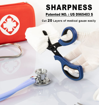 MEUUT 2 Pack Medical Scissors Trauma Shears for Left and Right Hand -Patented Bandage Scissors All Purpose with Non-Stick Blades, Surgical Grade Shears Stainless Steel EMT Scissors for Nurses EMT