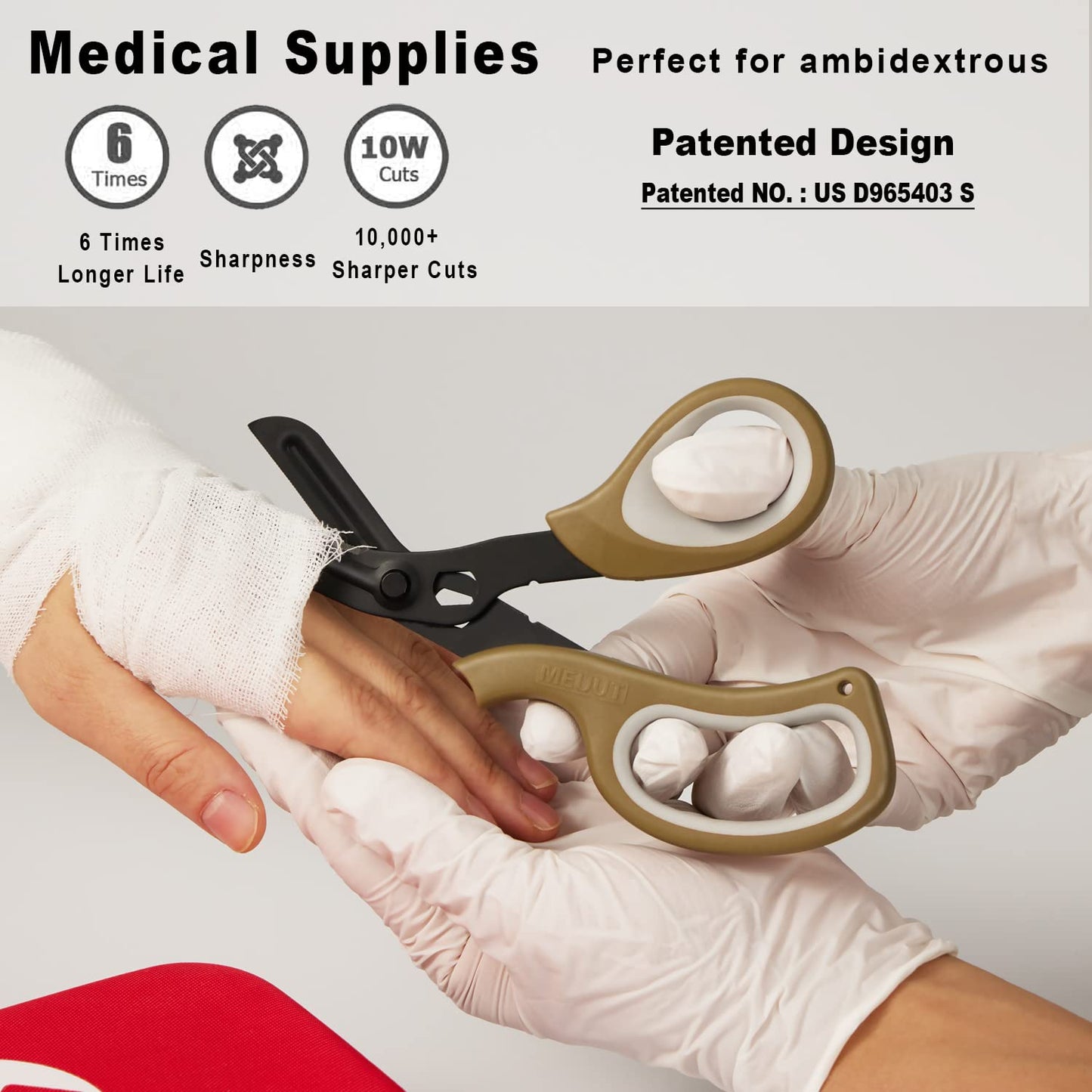 MEUUT 2 Pack Medical Scissors Trauma Shears for Left and Right Hand -Patented Bandage Scissors All Purpose with Non-Stick Blades, Surgical Grade Shears Stainless Steel EMT Scissors for Nurses EMT