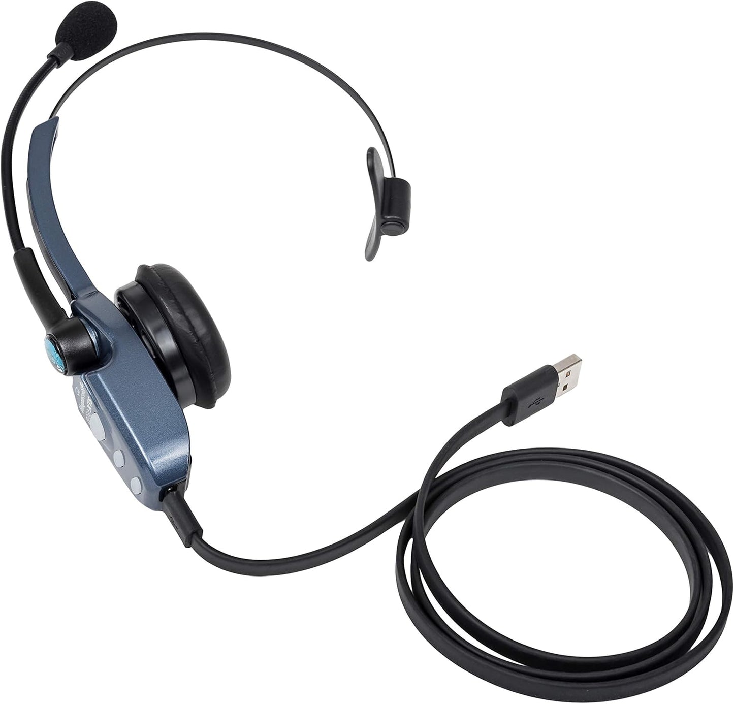 BlueParrott B250-XTS Mono Bluetooth Wireless Headphones 91% Noise Canceling Over Head Trucker Headset with Mic, Lightweight Design with Adjustable Headband, 20 hrs. Talk Time, Blue