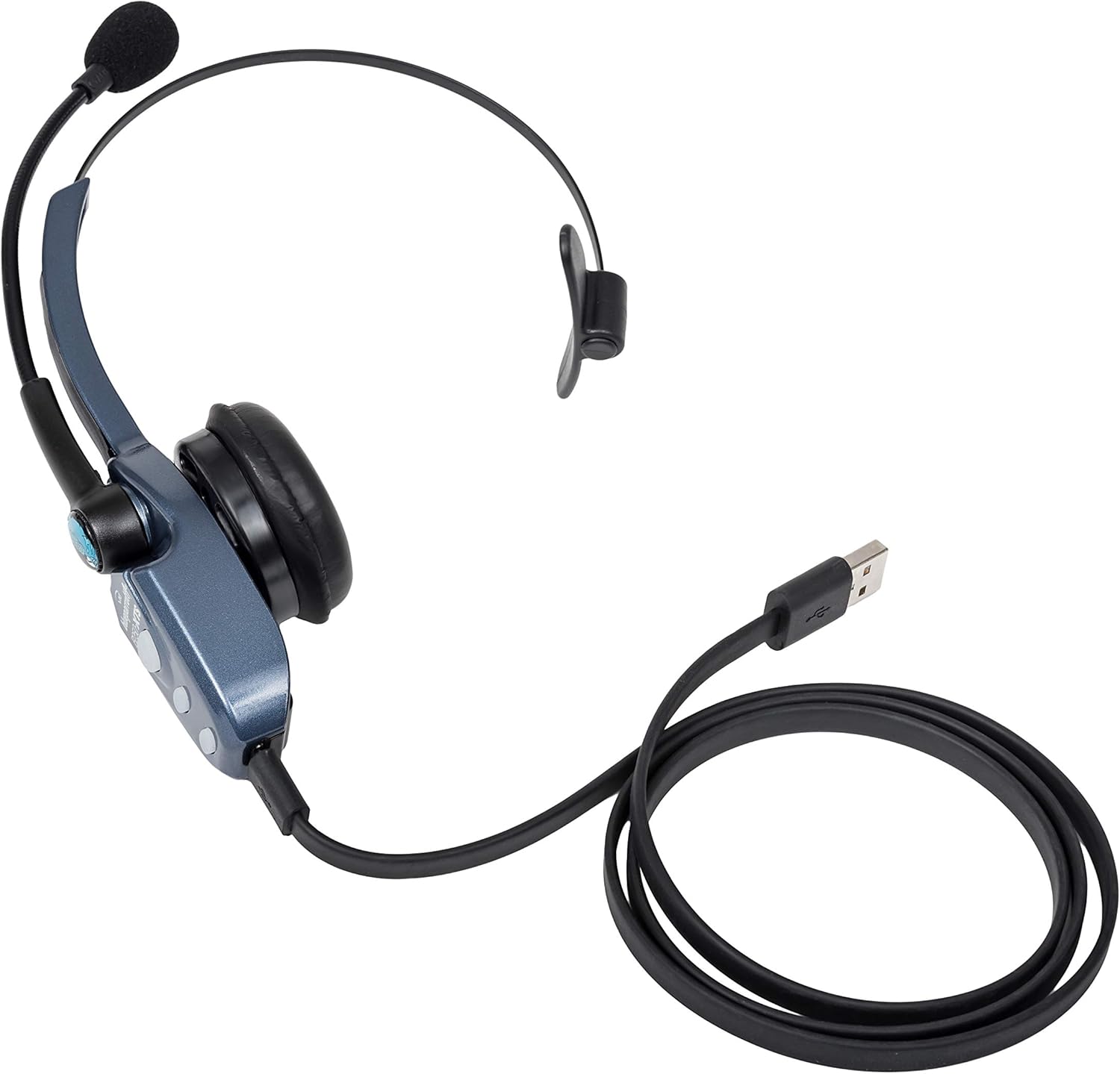 BlueParrott B250-XTS Mono Bluetooth Wireless Headphones 91% Noise Canceling Over Head Trucker Headset with Mic, Lightweight Design with Adjustable Headband, 20 hrs. Talk Time, Blue