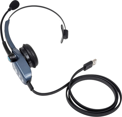 BlueParrott B250-XTS Mono Bluetooth Wireless Headphones 91% Noise Canceling Over Head Trucker Headset with Mic, Lightweight Design with Adjustable Headband, 20 hrs. Talk Time, Blue