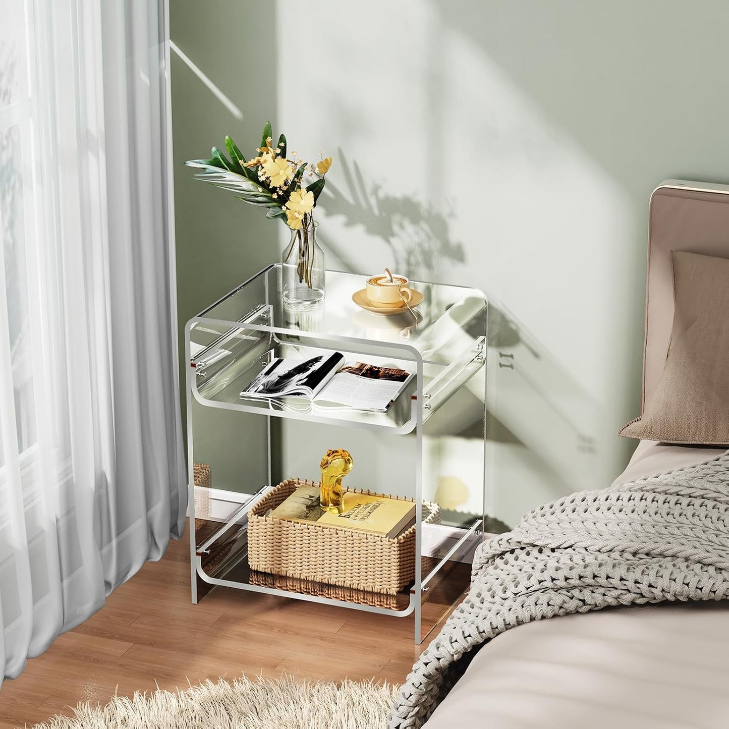 Elevate Your Space with the Acrylic Side Table Record Player Table