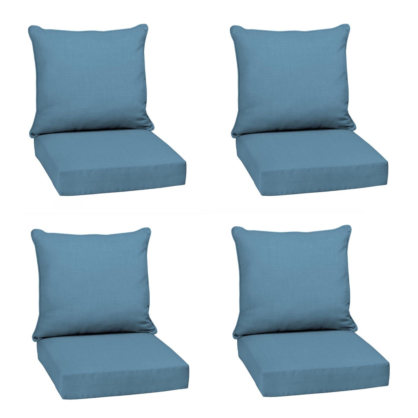 Arden Outdoor Foam Deep Seat Cushions Set, 24x24, Premium High-Density Foam, Never Flattens, Weather-Proof for Patio Chair Sofa Couch, Blue Shibori Stripe