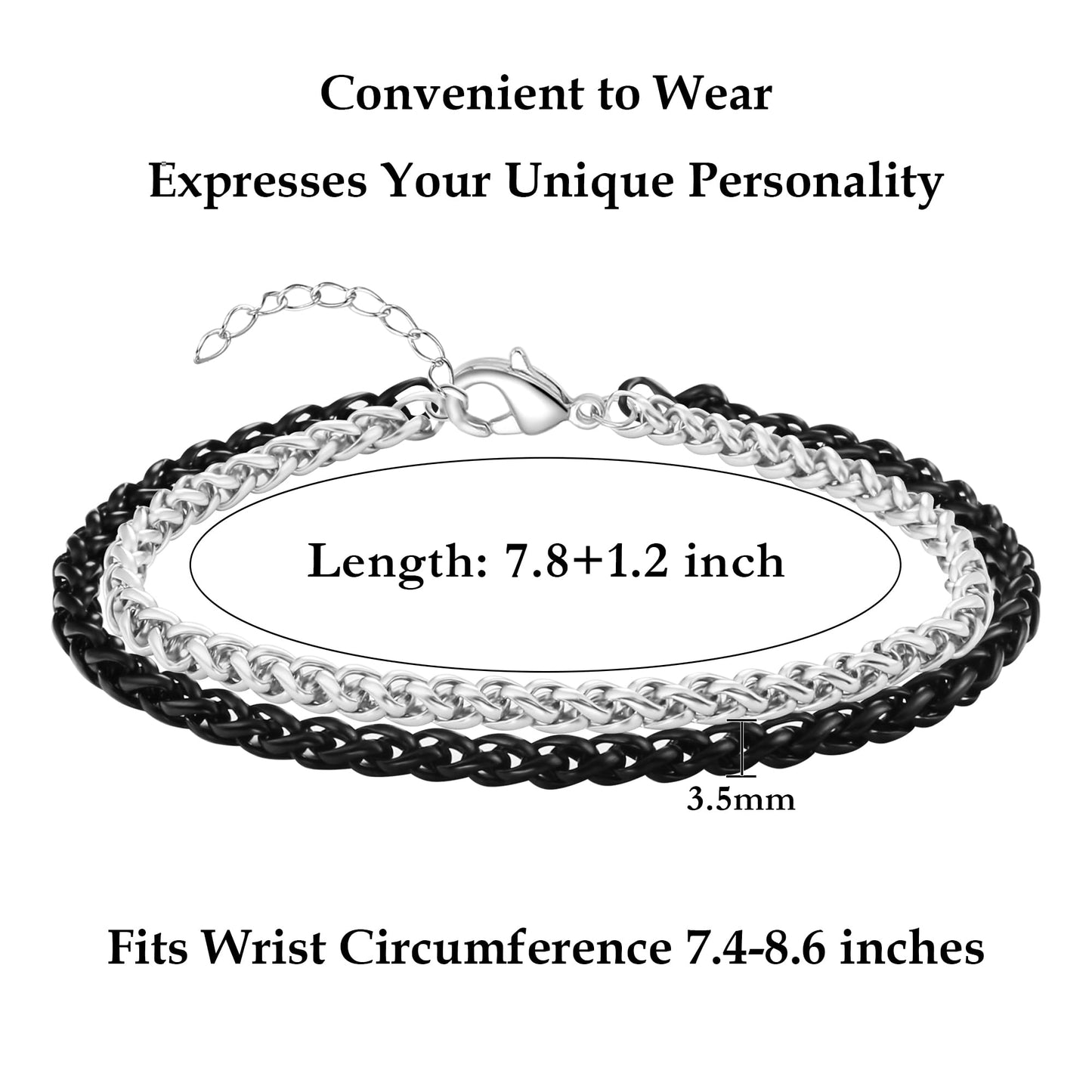 DAYANEY 3 Stücke Herrenarmband Silberarmbänder für Männer Set Wasserdicht Edelstahl Herrenschmuck, Verstellbares Cuban Gliederarmband Osterkorb Füller für Ihn, Vater oder Sohn Pulseras Para Hombre