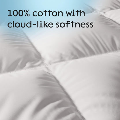 Cloud-Like Queen Mattress Topper - 100% Cotton Top Mattress Pad for Back Pain Relief