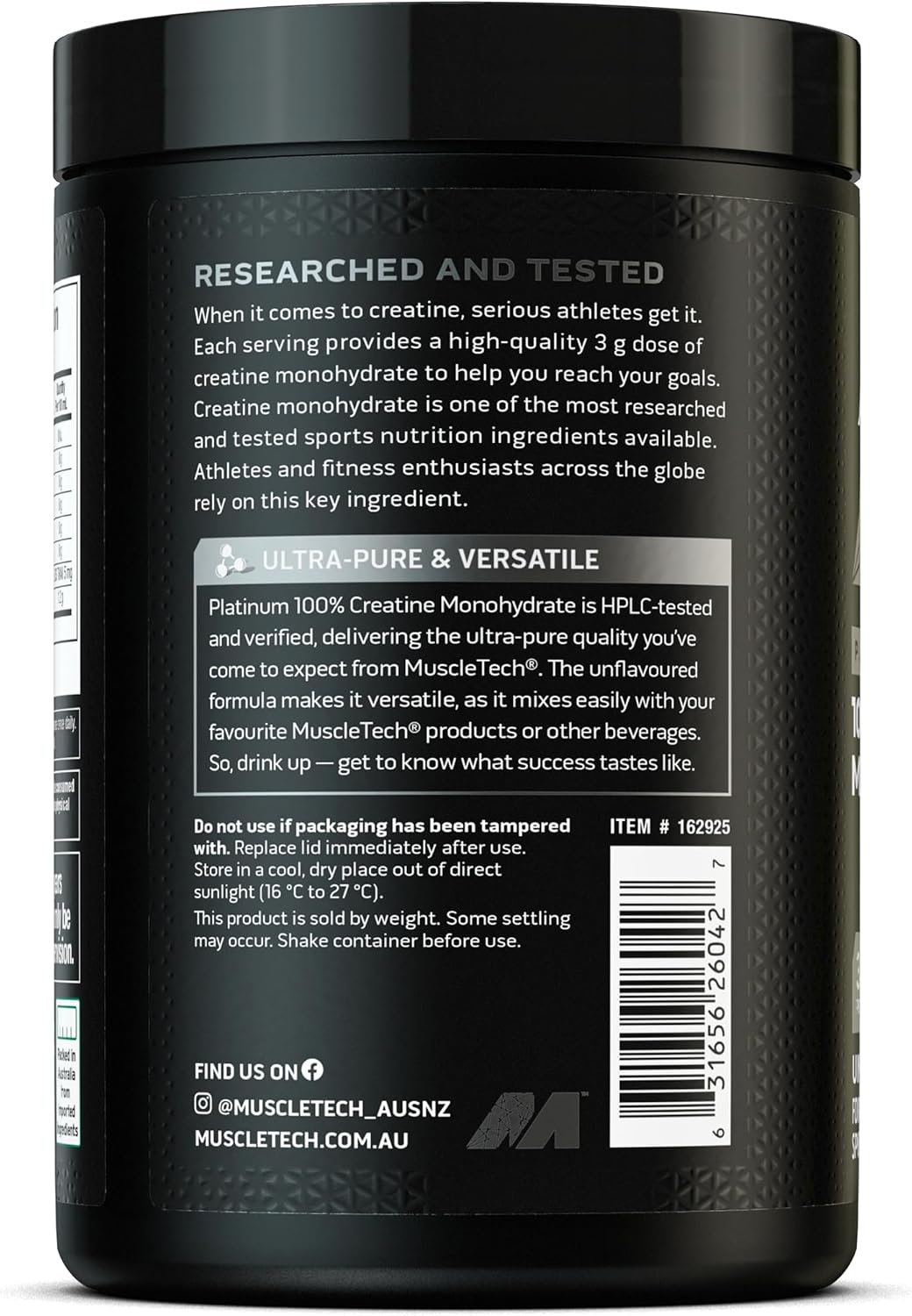 MuscleTech Platinum 100% Creatine Monohydrate Unflavoured 402g