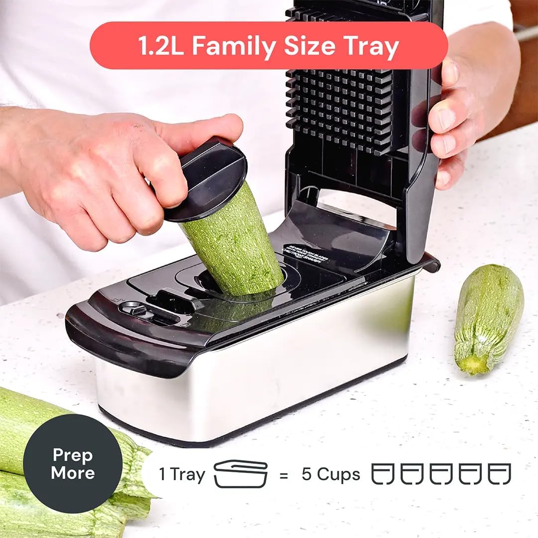 Fullstar Gemüsehacker und Mandolinenschneider - Julienne-Schneider, Würfelschneider, Reibe für Lebensmittel, Gemüse, Zwiebeln, Gurken, Tomaten, Salat, Kartoffeln, Käse - Küchenutensilien & Gadgets (Kompakt 6-in-1, Weiß)