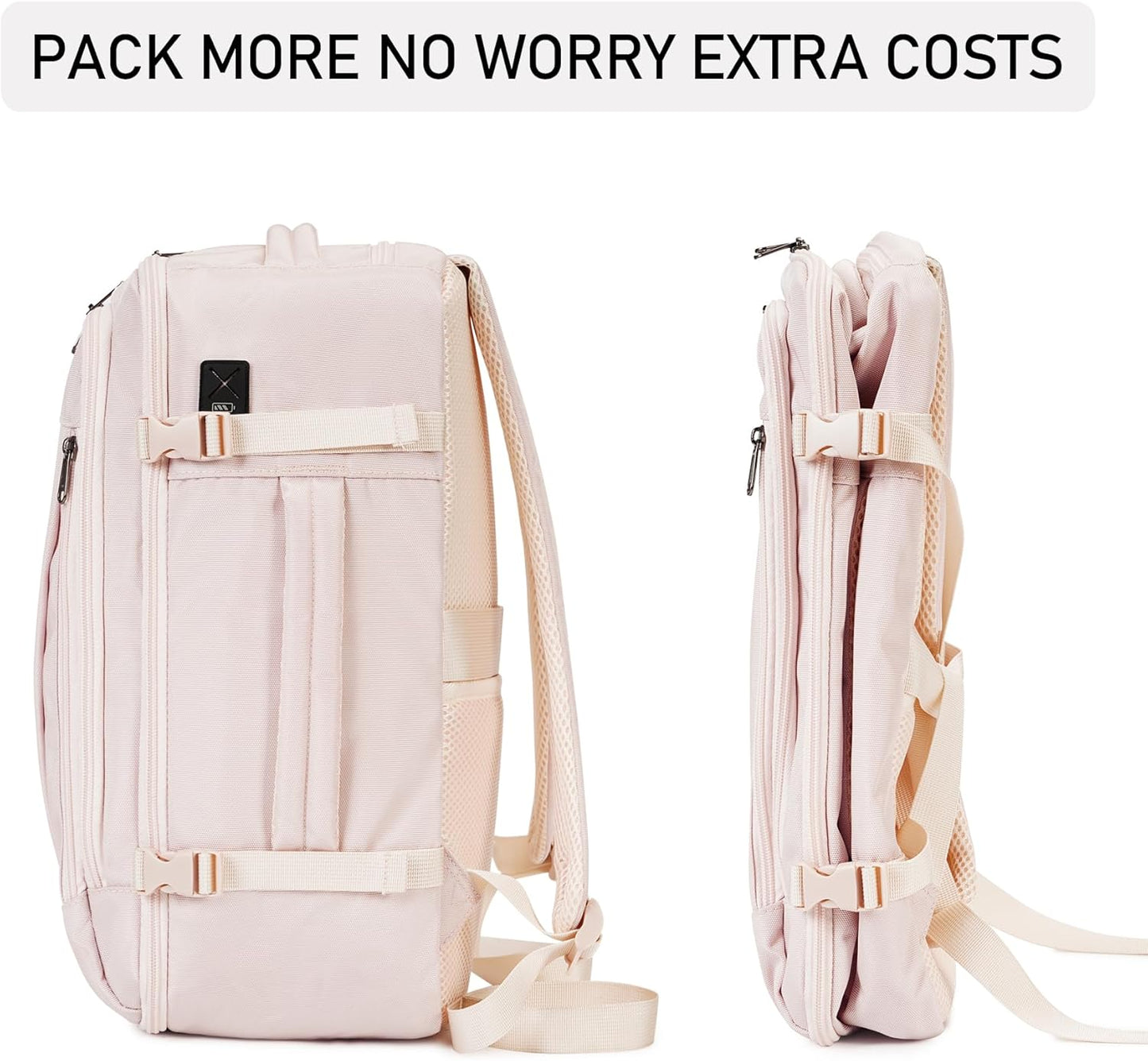 ECOHUB 16'' Reise-Rucksack Handgepäck Unterseat-Rucksack Persönlicher Gegenstand Flugzeug-Reisetasche mit 13 Taschen Handgepäck Flaschenhalter USB-Ladeanschluss Casual Daypack für Frauen Männer Schwarz