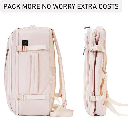 ECOHUB 16'' Reise-Rucksack Handgepäck Unterseat-Rucksack Persönlicher Gegenstand Flugzeug-Reisetasche mit 13 Taschen Handgepäck Flaschenhalter USB-Ladeanschluss Casual Daypack für Frauen Männer Schwarz