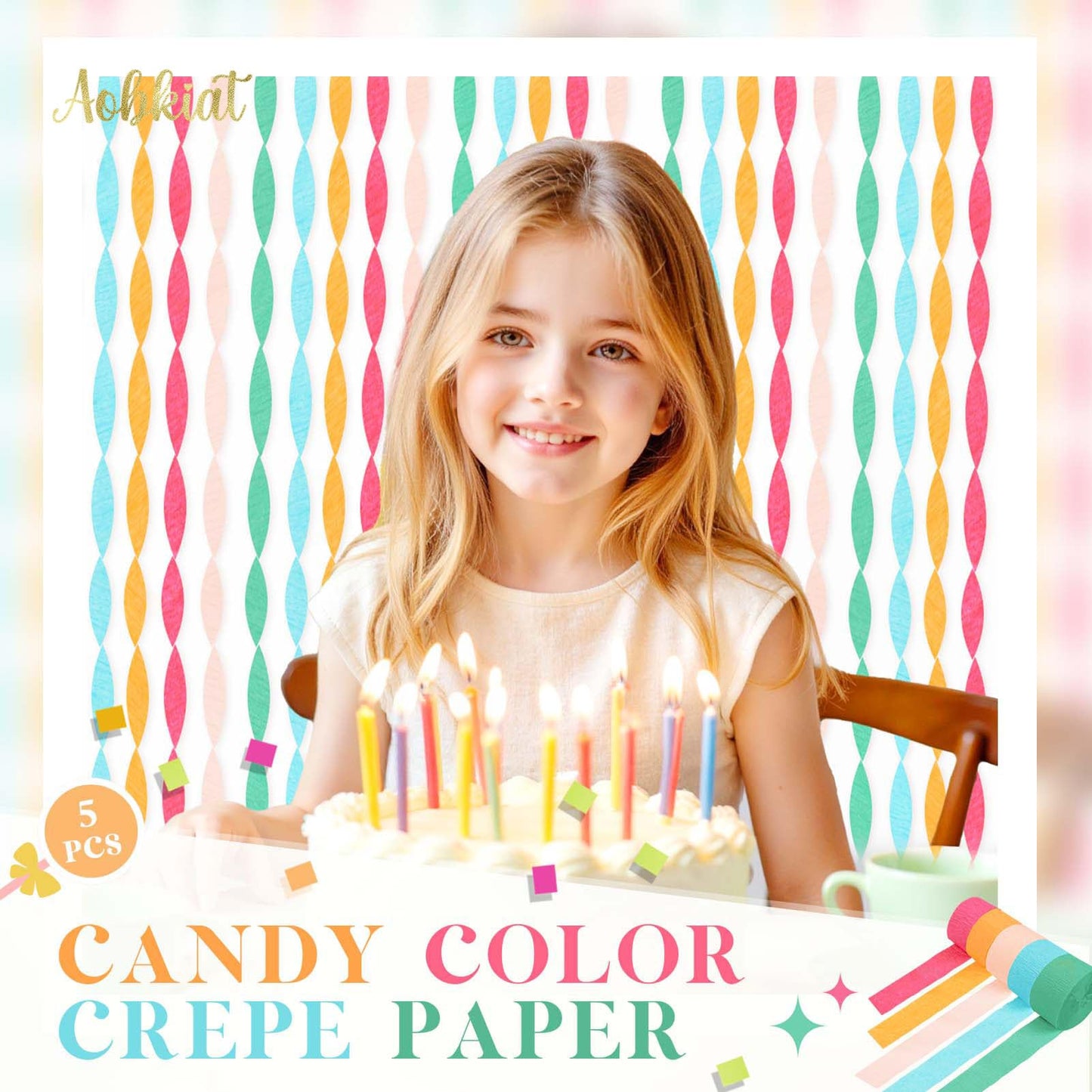AOBKIAT Decoraciones para Fiesta de Bodas, 5 Rollos de Serpentinas de Papel Crepé Color Verde Oliva Caqui para Bodas Boho Verdes, Cumpleaños, Despedidas de Soltera/Bebé