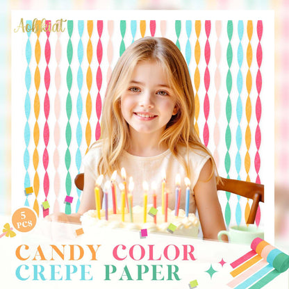 AOBKIAT Decoraciones para Fiesta de Bodas, 5 Rollos de Serpentinas de Papel Crepé Color Verde Oliva Caqui para Bodas Boho Verdes, Cumpleaños, Despedidas de Soltera/Bebé