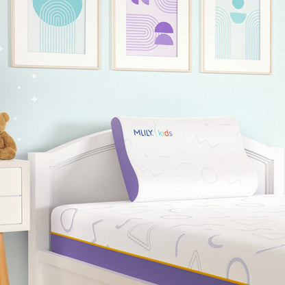 MLILY Kids Pillow for Sleeping, Adjustable Kids Memory Foam Pillow for Bed Set, Breathable and Cooling Pillows for Kids Boy Girl, CertiPUR-US Certified, 12x20 Inch, Blue