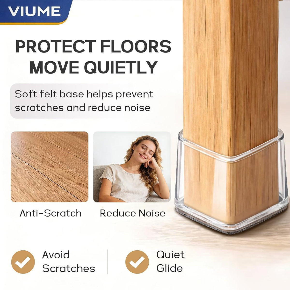 Chair Leg Floor Protectors 24PCS Furniture Sliders for Hardwood Floors, Silicone Chair Leg Protectors for Protecting Floors from Scratches and Noise, Clear-Universal Large