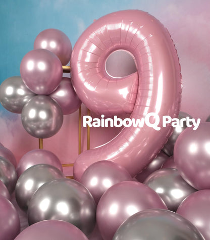 RainbowQ Party 1 Ballon Nummer 40 Zoll für Jungen oder Mädchen Groß Rosa 0-9 Folien-Mylar Großer 1 Zahlenballon Alles Gute zum 1. Geburtstag Party Jubiläumsdekorationen Zubehör