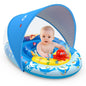 EZIGO Baby Pool Float with Canopy UPF50+ Sun Protection, Inflatable Kids Pool Floats with Ocean Animal Toys for Baby 6-36 Months, Infant Swimming Float with Adjustable Safety Seat for Boys Girls