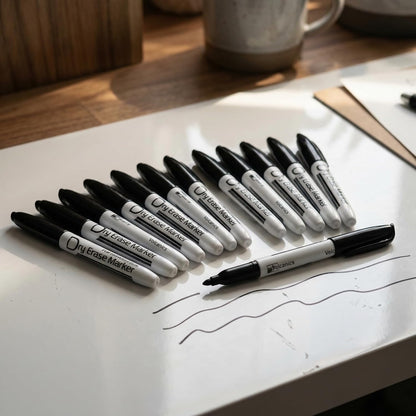Dry Erase Markers Low Odor Fine Whiteboard Markers Thin Box of 12，10 Colors