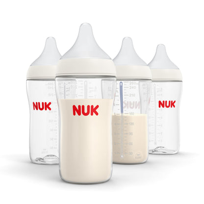 NUK Perfect Match Glass Natural + Anti-Colic Bottle, 8 oz. Glass Baby Bottles with SafeTemp Temperature Indicator, Newborn Essentials, 3-Pack