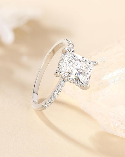 TIGRADE 4CT Engagement Ring for Women Radiant Cut Cubic Zirconia Wedding Band CZ Promise Anniversary Ring Size 3-11