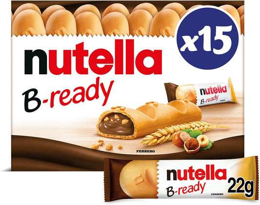 NUTELLA B-READY; Snack Bars; Crunchy Wafer Filled With Delicious NUTELLA; 15 bars pack; 330g